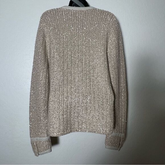 J Crew Collection Holiday 100% Alpaca Sequin Metallic V Neck Cardigan Lady L - Picture 5 of 16